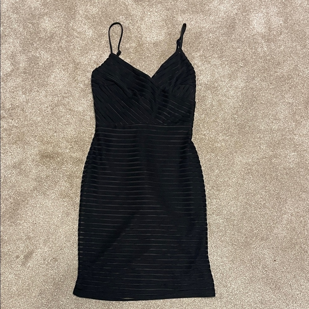 Le Chateau Black Textured Mini Dress